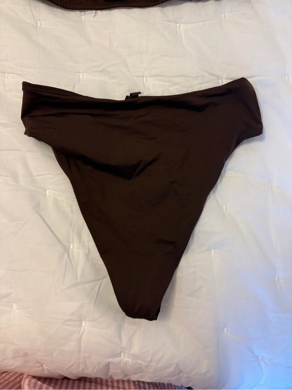 SKIMS Chocolate Brown Bandeau Bikini Top and High-Waist Bottoms